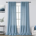 Nanspring Blue Curtains 144 Inches Long 2 Panels for Living Room Back Tab Rod Pocket Semi Sheer Linen Drapes Neutral Home Decor Blue Curtain Ceiling to Floor Length for Dining Room 52x144