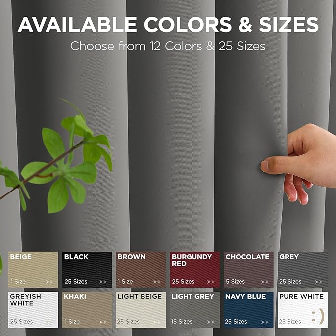 Joydeco Blackout Patio Sliding Door Curtains 96 Inches Long, Grommet Privacy Room Divider Curtains, Extra Wide Thermal Blackout Drapes for Bedroom Living Room (Light Grey, 70Wx96L, 1 Panel)