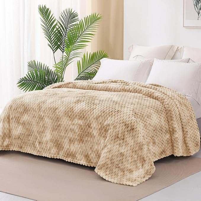 Exclusivo Mezcla Fleece Twin Blanket for Bed, Extra Large Fuzzy Tie-dye Camel Bed Blankets, Soft Cozy Plush Sofa Throws for All Seasons, 90x66 Inches