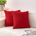 Pack of 2 Christmas Red Corduroy Decorative Throw Pillow Covers 24x24 Inch Soft Striped Pillow Covers Modern Farmhouse Home Decor for Sofa Living Room Couch Bed（Red）