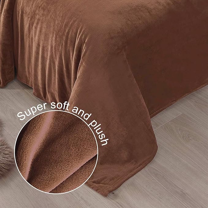 Exclusivo Mezcla Fleece Brown Throw Blanket for Couch, Sofa, Super Soft and Warm Blankets, All Season, Cozy, Plush, Lightweight, 50x60 Inches