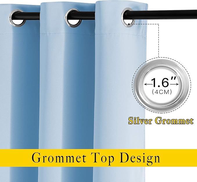 NICETOWN Blue Bedroom Blackout Curtains - Functional Blackout Draperies and Drapes Window Panels, Thermal Insulated, 52 inches x 45 inches, Set of 2 Panels, Blue