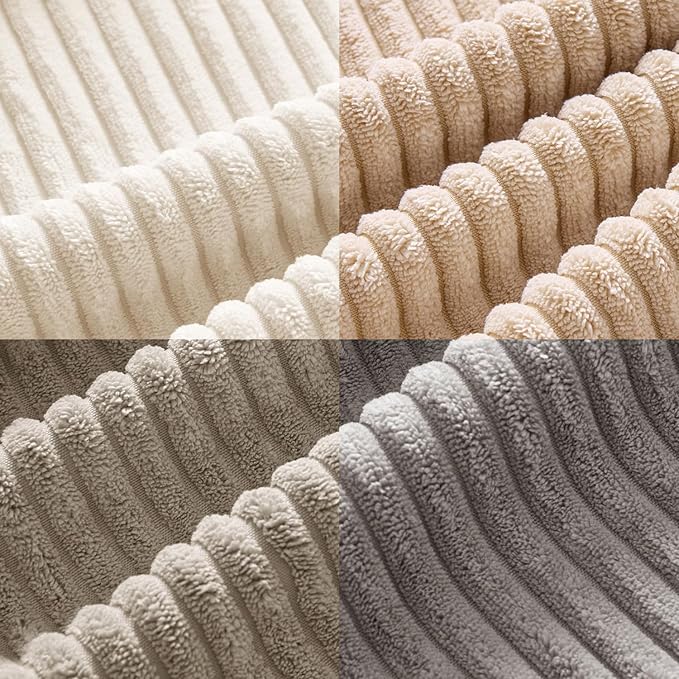 MIULEE Boho Farmhouse Neutral Cream Throw Pillow Covers 18x18 Inch Set of 4 Mordern Nordic Cushion Covers Soft Corduroy Spring Home Decor for Couch Bed Sofa Living Room