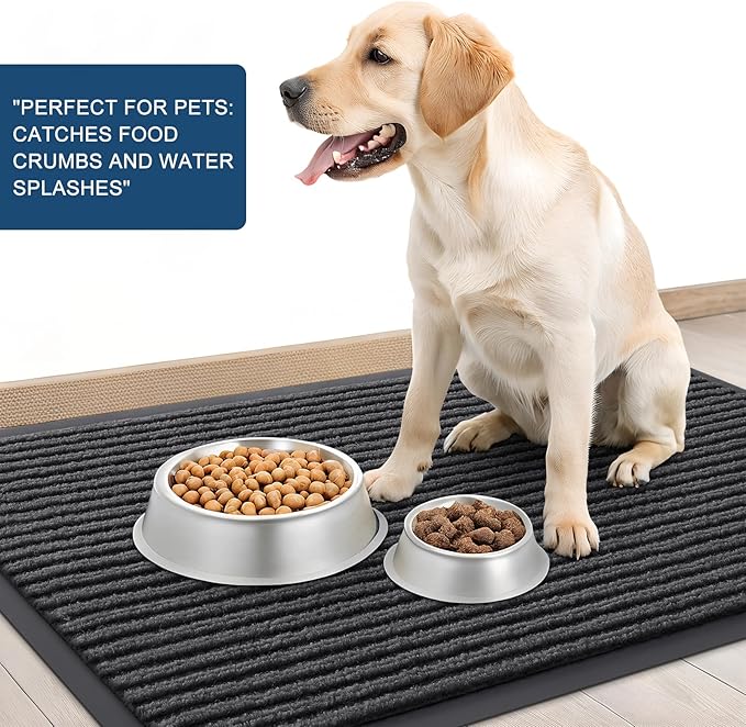 OLANLY Front Door Mat Indoor Outdoor Entrance, 2-Pack 35 x 23 Inch, Waterproof Heavy Duty Doormat, Fade Resistant, Low Profile, Easy Clean Patio Porch Welcome Floor Mats for Entry, Charcoal Grey