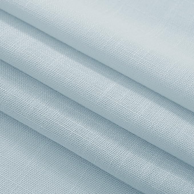 Sky Blue Curtains 108 inch Length for Bedroom Back Tab Light Filtering Semi Sheer Blue Living Room Curtains Linen Cotton Textured Drapery Panel Aesthetic Decor Light Blue 52x108