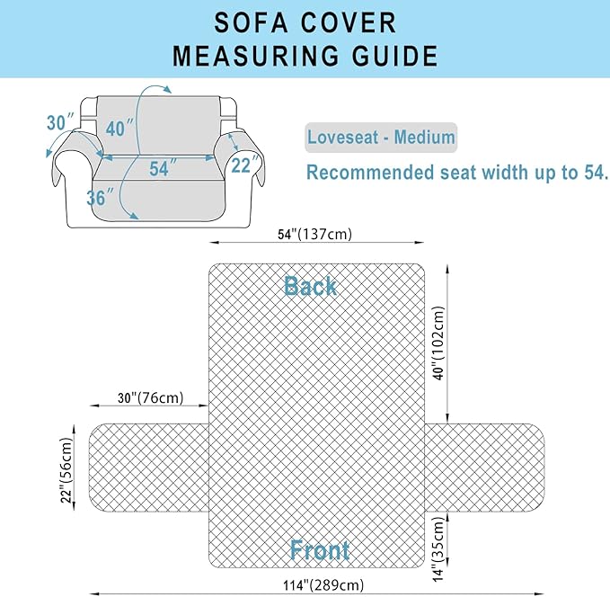 Reversible Loveseat Sofa Covers Couch Cover Furniture Protector(Loveseat,Dark Blue/Light Grey)