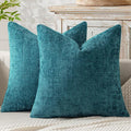 MIULEE Pack of 2 Couch Throw Pillow Covers 18x18 Inch Coastal Teal Modern Boho Accent Decorative Pillow Covers Soft Chenille Farmhouse Cushion Covers for Home Decor Bed Sofa Living Room
