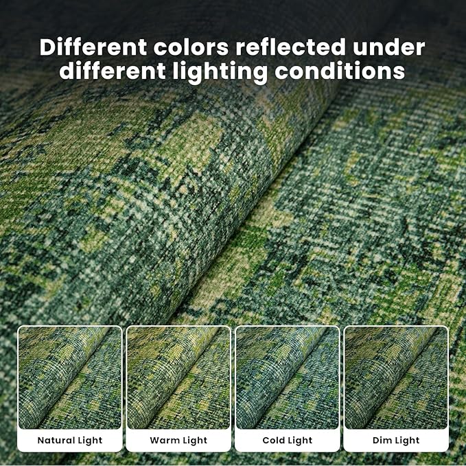 Washable Rugs 8x10 Area Rugs for Living Room-Green Modern Abstract Rugs for Bedroom,Dining Room,Large Soft Low Pile Carpet with Non Slip Rubber Backing,Neutral Accent Rug for Nursery Home Office