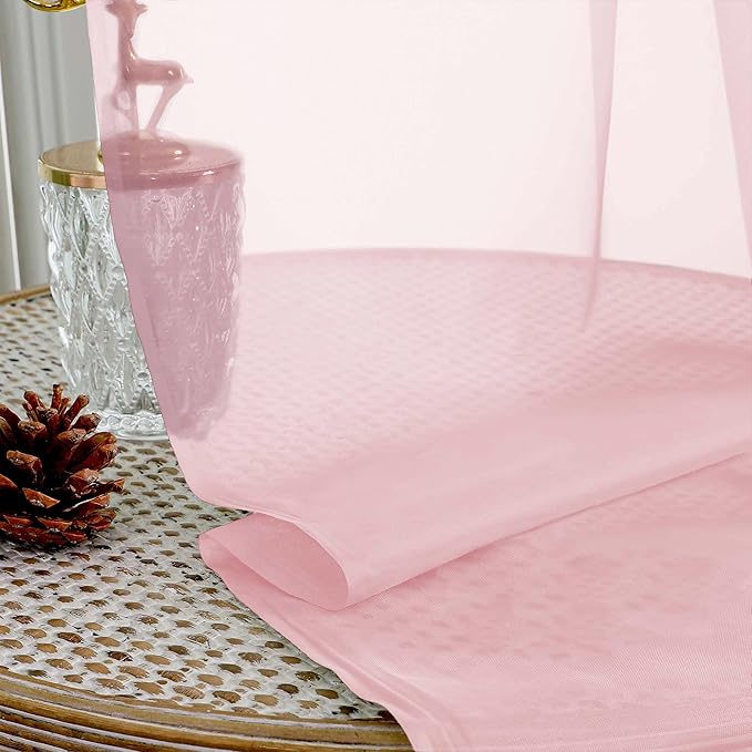 OVZME Sheer Blush Pink Curtains 108 Inches Long 2 Panels Set, 59 Inch Extra Wide Lightweight Airy Blush Pink Sheer Curtain for Living Room Bedroom, Filmy Voile Rod Pocket, 59Wx108L Inches