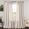Nanspring Beige Linen Blend Light Filtering Curtains 86 Inches Long 2 Panel Set Pocket Back Tab Tan Beige Privacy Semi Sheer Decorative Decor Curtain Drapes for Bedroom Living Room 52x86