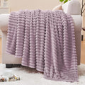 BEDELITE Fleece Blanket Twin Size – 3D Ribbed Jacquard Soft and Warm Decorative Fuzzy Blankets – Cozy, Fluffy, Plush Lightweight Throw Blankets for Couch, Bed, Sofa(Dusky Violet, 60x80 inches)