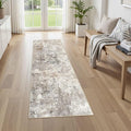 UERMEI 2X6 Washable Runner Rug for Hallway: Soft Neutral Modern Abstract Area Rug - Non-Slip Low Pile Long Throw Indoor Carpet for Kitchen Entryway Kitchen Bedroom Laundry Bathroom - Brown Grey