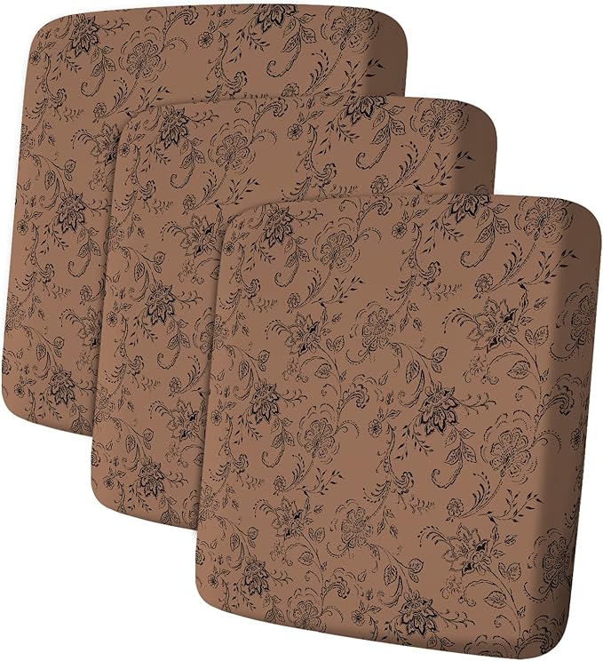 Leather Look Couch Cushion Covers Sofa Seat Slipcovers Sets Couches Furniture Protector for Sectional Armchair Loveseat Pets Kids Stretch Spandex Fabric (3 Cushion Sofa, Brown 02Flower)