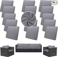 Outdoor Cushion Covers Set,14PCS Patio Furniture Couch Seat Slipcovers, Replacement for Sofa Sectional Chair(Cover，Only)
