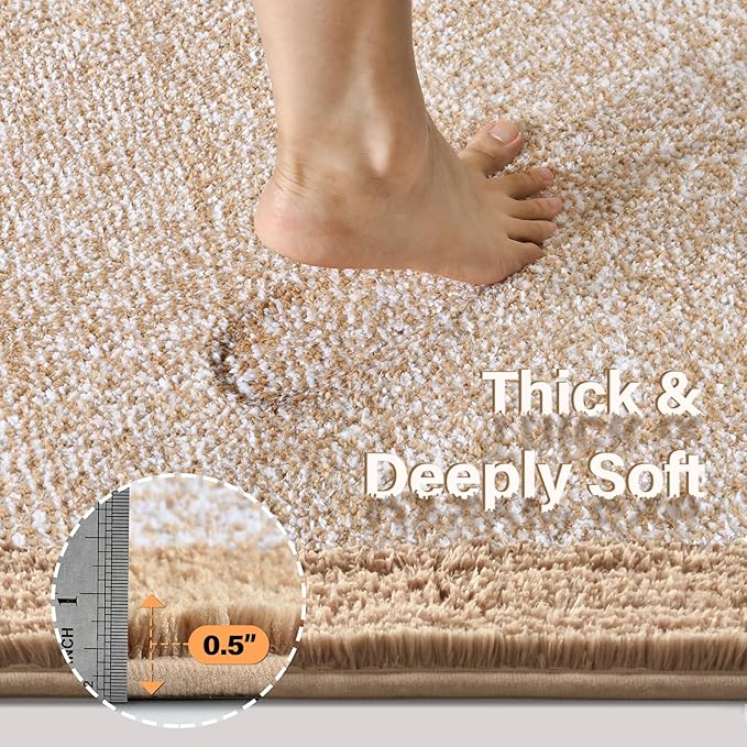 48x32 Large Bathroom Rugs Washable Non Slip, Beige Bath Mat for Bathroom Floor Tub, Soft Absorbent Quick Dry Mats for Shower, Bathtub,Home Decor
