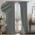 Dark Grey Curtains 108 Inches Long 2 Panels Set for High Ceiling Window Linen Textured Blackout Drapes for Living Room Bedroom Modern Farmhouse Black Out Curtains 9 FT Foot Length Slate Charcoal Gray