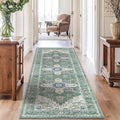 AMADA HOMEFURNISHING 2'6"x8' Washable Area Rug, Low-Profile Entryway Rug with Non-Slip Backing & Durable Edge Binding, Vintage Rug Pattern, Small Rugs for Entryway, Kitchen & Living Room