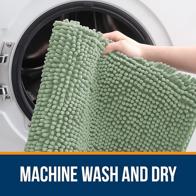 OLANLY Bathroom Rugs 40x32, Extra Soft Absorbent Chenille Bath Rugs, Rubber - Image 5