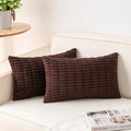 Pack of 2 Corduroy Decorative Throw Pillow Covers 12x20 InchSoft Boho Striped Pillow Covers Modern Farmhouse Home Decor for Sofa Living Room Couch Bed（Dark Brown）