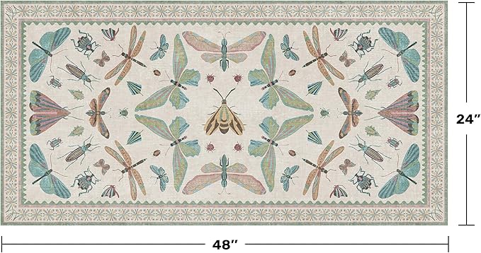 Hazo Haus Mint Green Washable Bathroom Rug - 2x4 Small Kitchen Rugs for Front Door Indoor Entrance, Low Pile Stain Resistant, Colorful Cool Aethestic