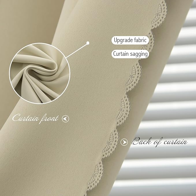 Self Adhesive Portable Blackout Curtains for Bedroom Easy to Install Window Thermal Lnsulated Kitchen Room Darkening Small Window Curtains, 47" W X 96" L, Beige, 1 Panel