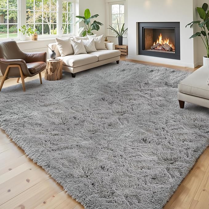 8x10 Area Rugs for Living Room Bedroom Rug, Large Shaggy Soft Plush Furry Bedside Rug, Area Rugs for Home Decor (Light Grey, 8x10 Feet)