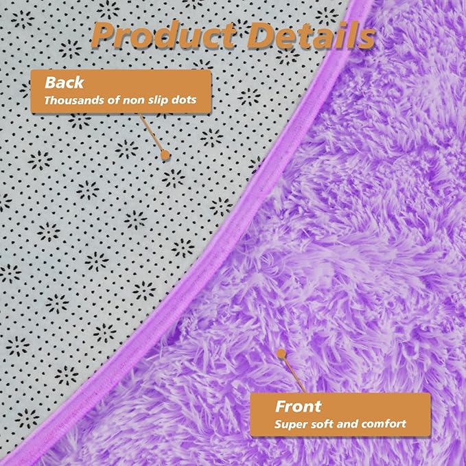 Super Soft Circle Rugs for Girls Princess Castle Toddlers Play Tent 5 Diameter Circular Area Rugs for Kids Bedroom Baby Room Decor Round Shag Playhouse Carpets(Φ5, Purple)