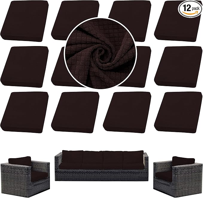 Outdoor Cushion Covers Set,12PCS Patio Furniture Couch Seat Slipcovers, Replacement for Sofa Sectional Chair(Cover，Only)