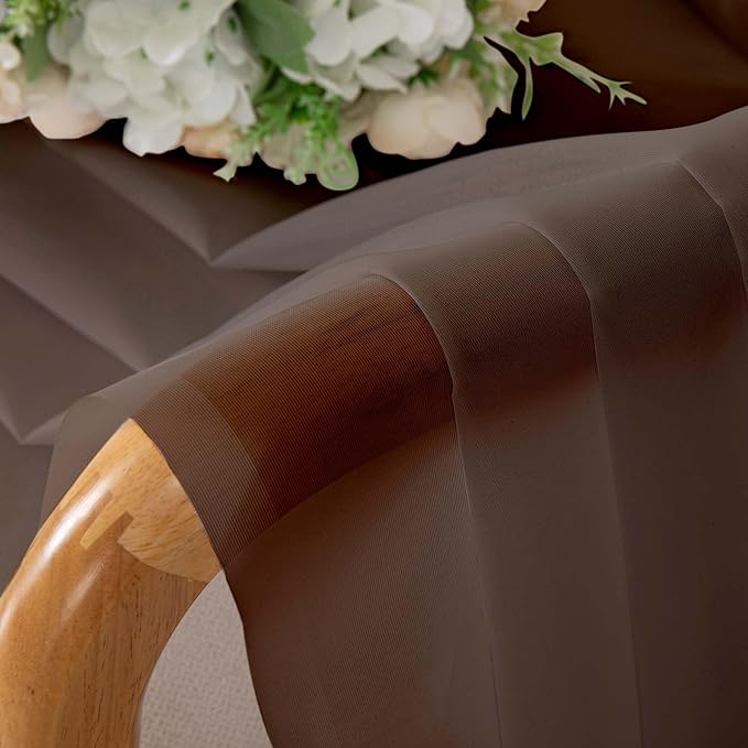 OWENIE Sheer Curtains, Chocolate Sheer Curtains 78 inch Length 2 Panels Set, Rod Pocket Voile Fimly Sheer Drapes for Living Room/Bedroom, 2pcs, Each 42" W x 78" L