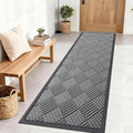OLANLY Front Door Mat Outside Entrance 71x23, Absorbent, Heavy Duty Sturdy Natural Rubber Doormat Indoor Outdoor, Stain and Fade Resistant, Non-Slip Low Profile Floor Mat for Entryway, Grey Diamond