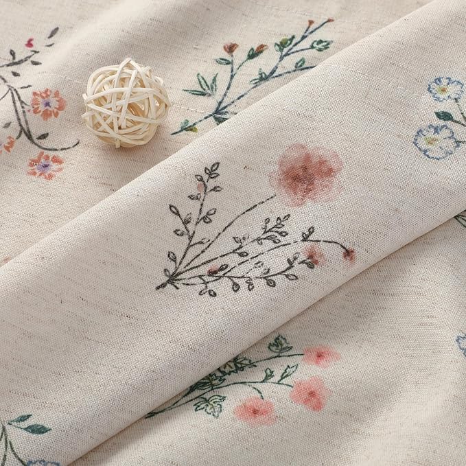 Kitchen Valances for Windows, Country Farmhouse Cottage Rustic Vintage Floral Linen Light Filtering Bedroom Living Room Patterned Printed Western Rod Pocket(1 Panel,52 x 18 Inch)