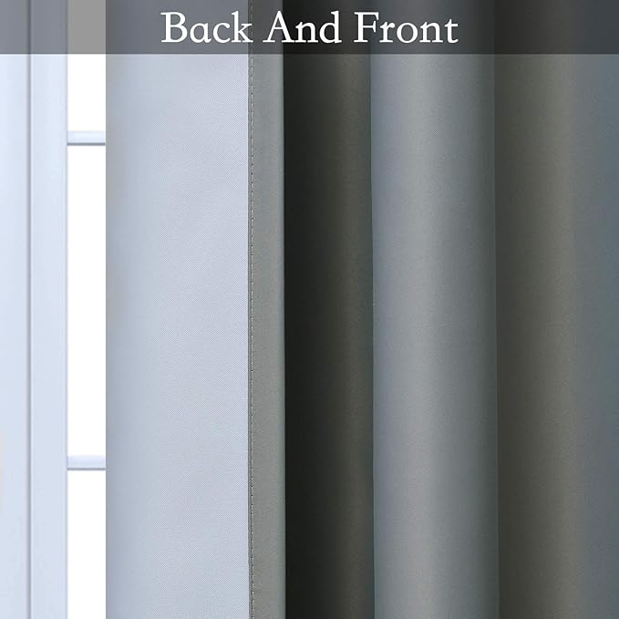 SimpleHome Ombre Room Darkening Curtains for Bedroom, Light Blocking Gradient Grey White to Grey Thermal Insulated Grommet Window Curtains Drapes for Living Room,2 Panels, 52x84 inches Length