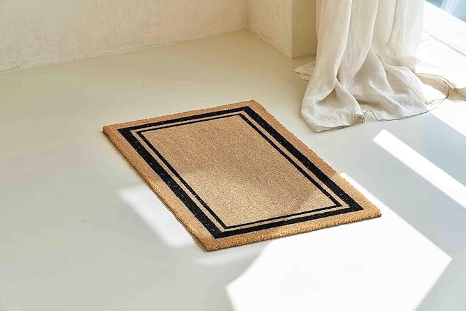 KANKUN Coco Coir Door Mat with Heavy Duty Backing, Welcome Doormat (17" x 30"), Doormat Entrance (Border)