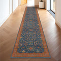 Hazo Haus Navy Blue Washable Hallway Runner Rug 2x10 Non Slip Rugs for Kitchen, Mudroom, Bathroom, Hall Way - 10 ft Long Dark Boho Geometric Decor, Fade & Stain Resistance