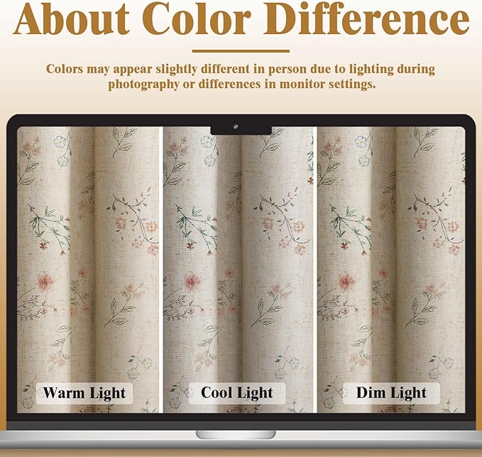 Boho Floral Spring 100% Blackout Curtains 84 Inch Length 2 Panels Set, Linen Texture Farmhouse Curtains Beige Tassel for Living Room Bedroom Vintage Rustic Patterned Printed Western Rod Pocket