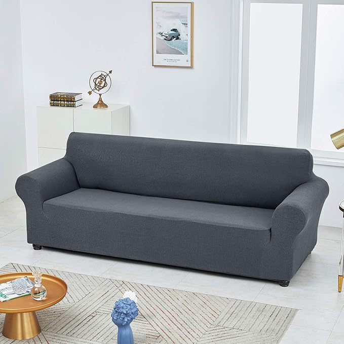 Joccun Stretch Loveseat Couch Cover Slipcover, 1-Piece Sofa Cover for 2 Cushion Couch Spandex Jacquard Washable Furniture Protector Cover for Living Room,Kids,Pets（Loveseat,Gray）