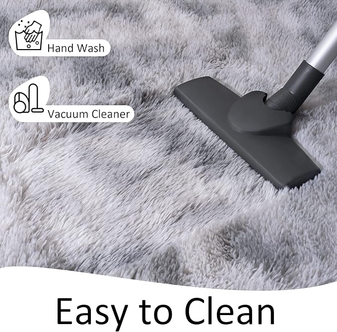 Chicrug Cute Fluffy Area Rug for Girls Bedroom, 2x6 Feet Fluffy Kids Rug for Room Decor, Shag Soft Dorm Playroom Rug, Bedside Rugs for Baby Nursery Room, Grey