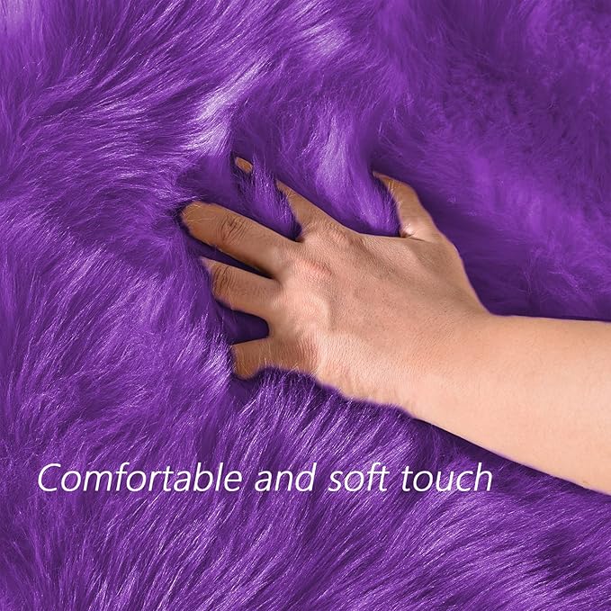 Latepis Fluffy Shag Purple 3x5 Rugs Washable Faux Fur Rug Furry Carpet for Living Room Dorm Floor Rugs Plush Soft Rug Room Decor Rectangle