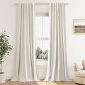 Guken Cream 100% Blackout Linen Curtains 38 Inch Wide by 90 Inch for Living Room Bedroom Back Tab Thermal Insulated Black Out Drapes Room Darkening Window Curtains