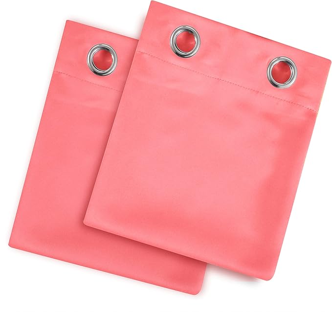 LEMOMO Blackout Curtains 38 x 84 inch/Coral Curtains Set of 2 Panels/Thermal Insulated Room Darkening Bedroom Curtains