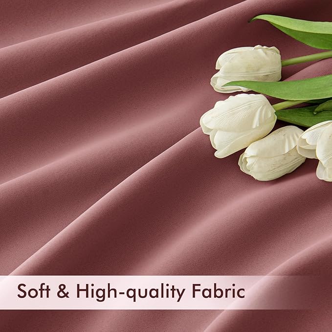 MIULEE Dusty Rose Back Tab Blackout Curtains 108 Inch Long 2 Panels Set for Bedroom, Rod Pocket/Pinch Pleat Extra Long Thermal Insulated Living Room Darkening Pleated Light Blocking Drapes