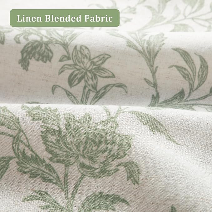 Floral Blackout Curtains Sage Green Printed Curtains Floral Blackout Curtains Farmhouse Boho Cottagecore Spring Curtains for Bedroom Modern Living Room