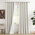 NICETOWN Extra Long Linen 100% Blackout Curtains 102 inches Length 2 Panels Set with Thermal Insulated Liners, Ivory, 62" Width, Farmhouse Style Window Draperies for Patio Sliding Glass Door