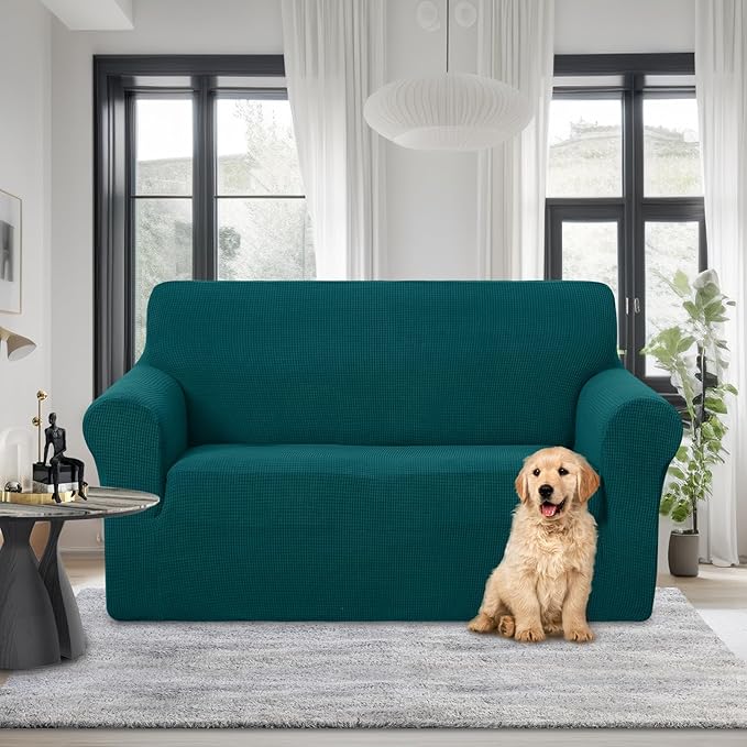 U-NICE HOME Loveseat Cover Stretch Couch Cover Sofa Cover Sofa Slipcover Furniture Protector for 2 Cushion Couch Sofa Pet Friendly(Loveseat, Blue)