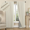 Darkening Curtains for Bedroom 72 Inch Length 2 Panels Coastal Linen Textured Blackout Curtains for Nursery Room Divider Office Cabin Closet Draft Blocking Block Out Kids Drape 52x72 Long Sand Beige