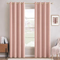 MIULEE 100% Blackout Linen Curtains for Bedroom Thermal Insulated Blush Pink Grommet Room Darkening Curtains & Drapes for Living Room Nursery 52 x 108 Inch (2 Panels)