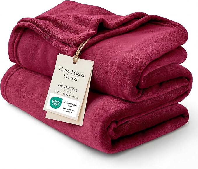 Bedsure GentleSoft Fleece Throw XL Blanket Red - 300GSM Soft Lightweight Plush Cozy Blankets for Bed, Sofa, Couch, Travel, Camping, 50x70 inches