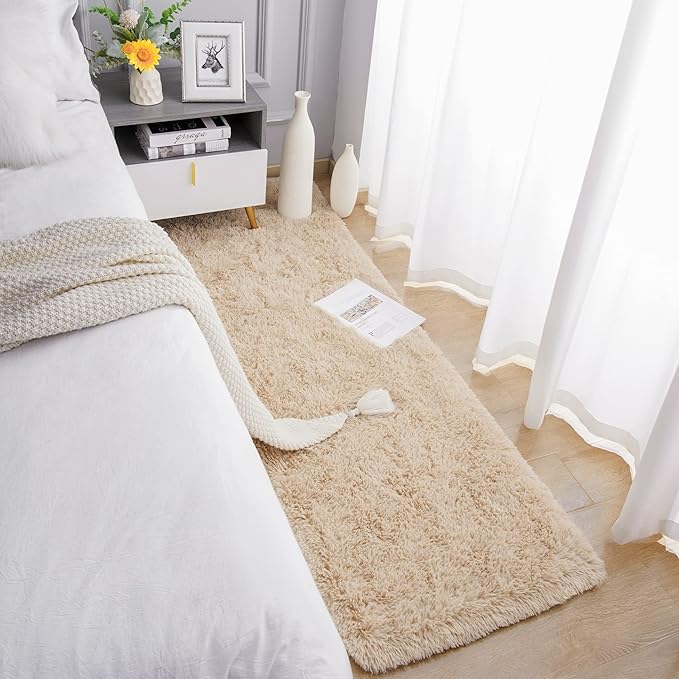 Chicrug Soft Runner Rugs for Bedroom Living Room Plush Fluffy Rug 2x7 Feet, Shag Furry Area Rug Carpet Non Shedding for Nursery Children Kids Girls Room Home Decorative, Camel