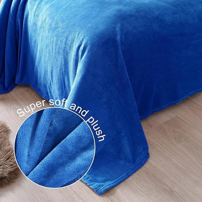 Exclusivo Mezcla Fleece Cobalt Blue Throw Blanket for Couch, Sofa, Super Soft and Warm Blankets, All Season, Cozy, Plush, Lightweight, 50x60 Inches