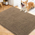 OLANLY Dog Door Mat for Muddy Paws 40x32, Absorbs Moisture and Dirt, Absorbent Non-Slip Washable Doormat, Quick Dry Chenille Mud Mat for Dogs, Entry Indoor Entryway Carpet for Inside Floor, Tan